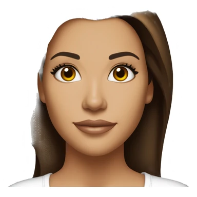 3/4 face, contrasted, shadow, light, Eva Longoria expression, standing from a distance, thin nose, brunette woman, hazel eyes, long eyelashes, dark shoulder shaded hair, white t-shirt, jeans, white sneakers sticker