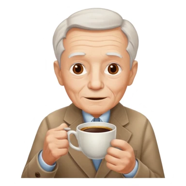 elderly with coffee men sticker
