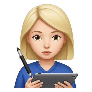 girl suing ipad with pen sticker