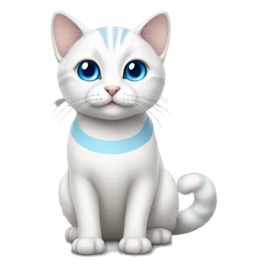 Realistic white cat with blue eyes and a grey striped tail sticker