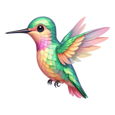 peach pink and yellow-green, mint humming bird sticker