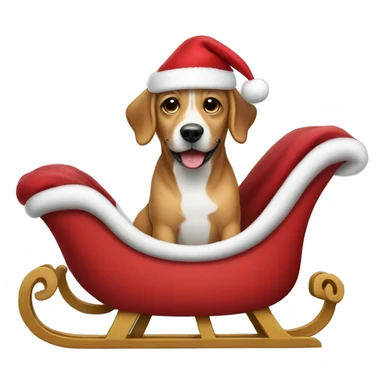 dog wearing a santa hat in a sleigh  sticker