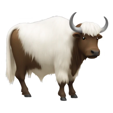 Yak with flowing white fur and a saddle carryin supplies sticker