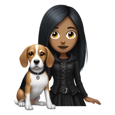 goth girl with beagle dog  sticker