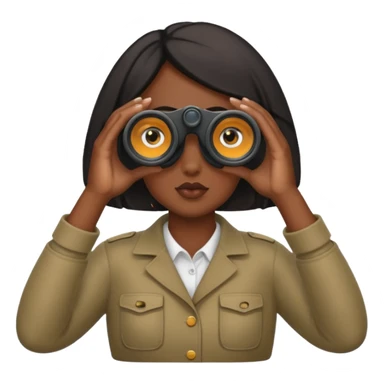 black heavy set girl looking through binoculars  sticker