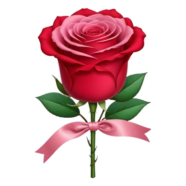 One red flower and one pink flower in transparent bouquet with red band  sticker