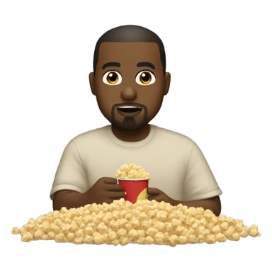 Kanye west eating popcorn with peanut butter sticker