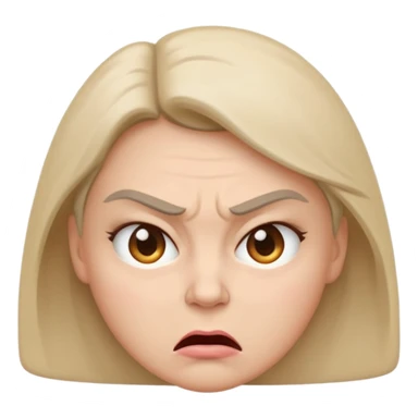 minimal flat emoji of an angry face,
slightly furrowed eyebrows,
tight lips but not angry,
emotion restrained and subtle,
soft pastel warm-gray tones,
emotional but calm design,
modern female health app style,
transparent background,
vector illustration
 sticker