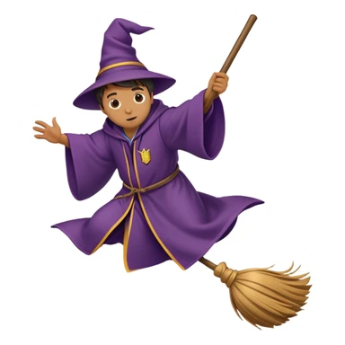 Hogwarts student in wizard robes falling off a broomstick sticker