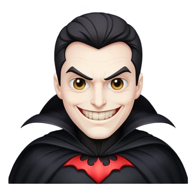 villain with evil grin and black cape sticker