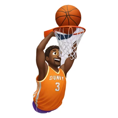 a basketball player dunking in a basket sticker