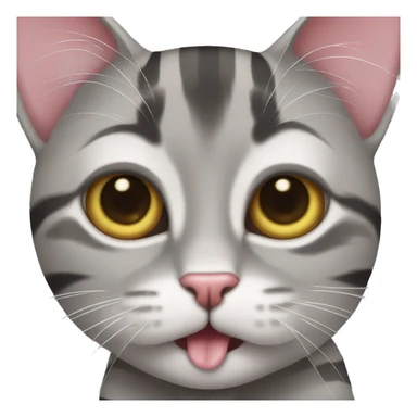gray striped cat sticking out tongue sticker