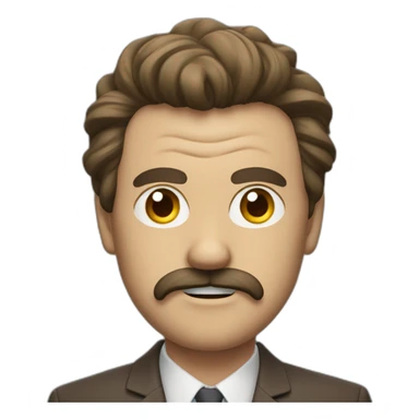 angry man with a Toothbrush mustache and side-swept hair in a brown suit sticker
