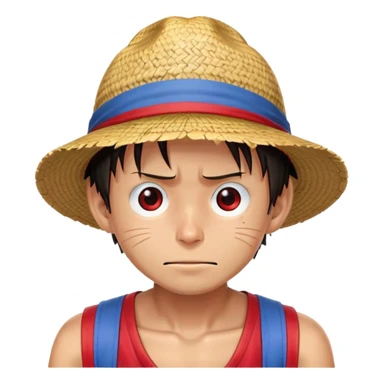 Monkey D. Luffy with straw hat, red vest, blue shorts, scar under eye sticker