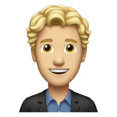 male high school music teacher with a short middle part and wavy hair blonde hair. He is conducting sticker