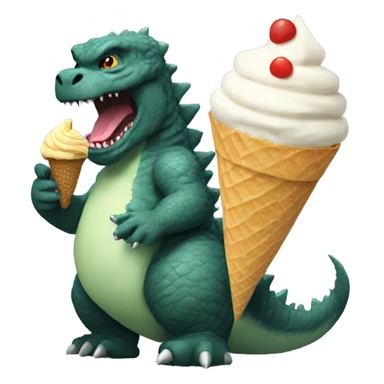 Godzilla eating an ice cream cone sticker
