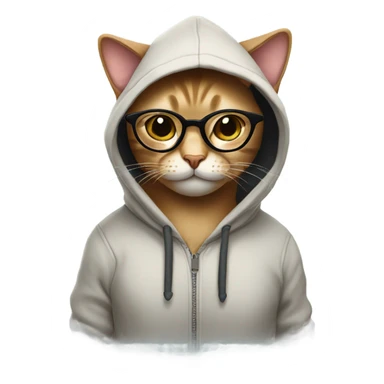 Cat with glasses and a hoodie  sticker