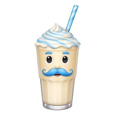 milkshake with blue mustache sticker