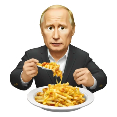 Vladimir Poutine qui mange une poutine sticker