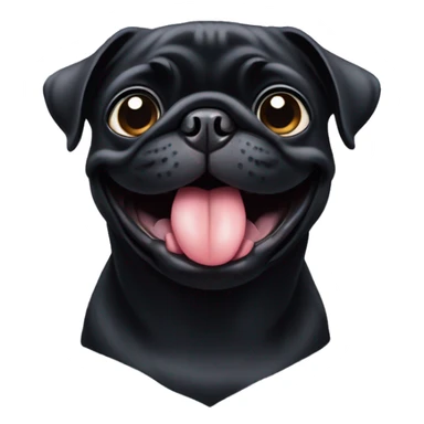 Black pug smiling with tongue out sticker