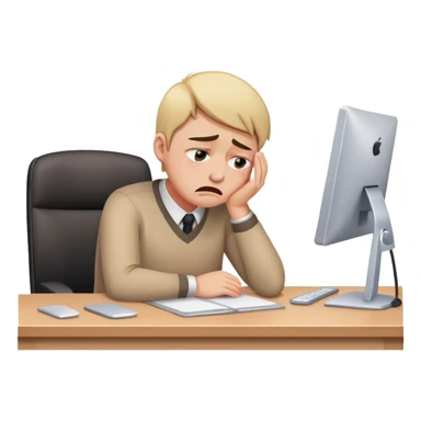person sitting at a modern desk crying sticker