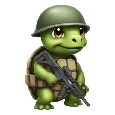 a turtle with a military helmet and gun sticker