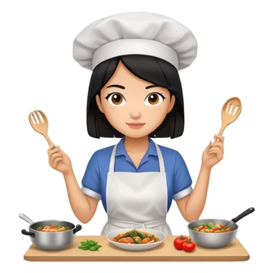 My friend Rachel cooking Chinese food sticker