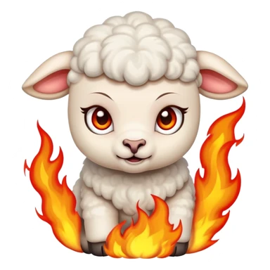 Angry baby lamb with fire  sticker