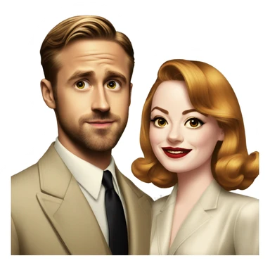 Ryan gosling and Emma stone 1940s party sticker