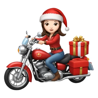 biker girl brune moto christmas sticker