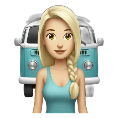 Hip white woman with a Volkswagen camper van sticker