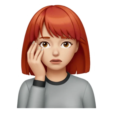 This emoji 🤦‍♀️ but with red hair and bangs  sticker