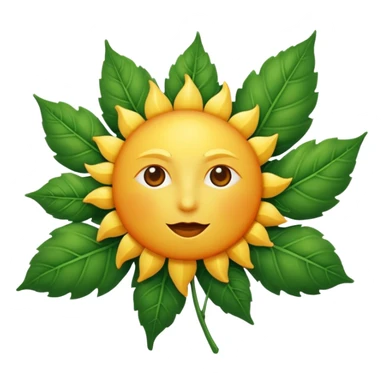 sun symbol above a leaf sticker
