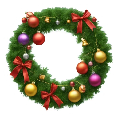 Realistic Circular christmas garland with baubles and bows sticker