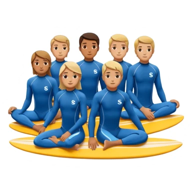icon of a team of surfers sitting together, looking out at the sea.
 sticker