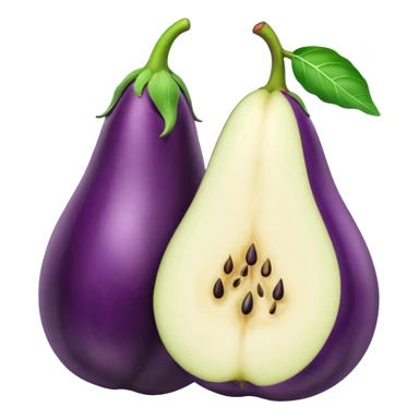 eggplant inserted into pear sticker