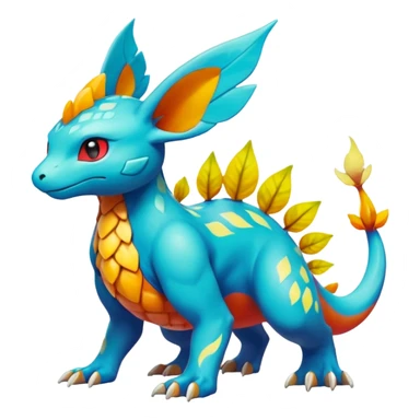 Elemental Exotic Colorful Fantasy Pokémon-Fakémon-hybrid-creature (full body) sticker