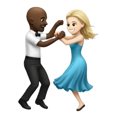 White girl dancing with bald black man  sticker