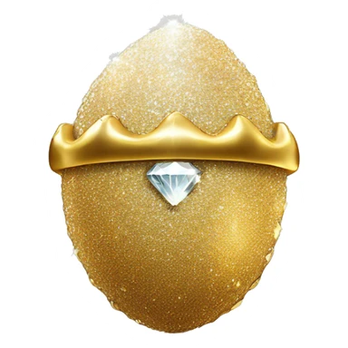 sparkling diamond Acorn like diamond with stem made of gold sticker