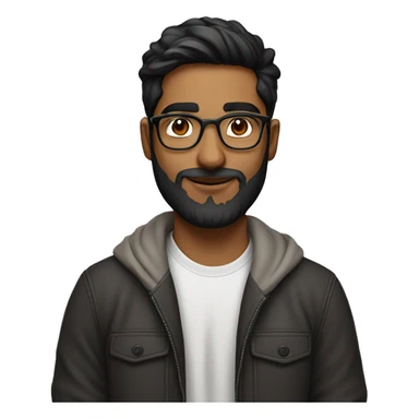 indian canadian 20 yr old with glasses, beard and airpods sticker