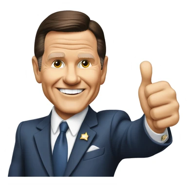 Kenneth Copeland with thumbs up in front of a jet sticker