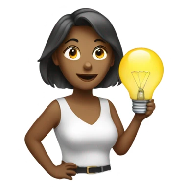 Woman with lightbulb sticker