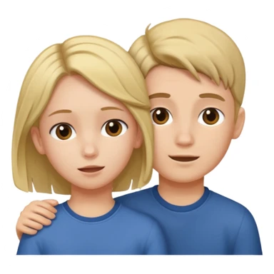 a boy putting a girls hair behind her ears sticker