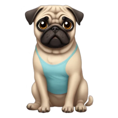pug wearing a t-shirt sticker
