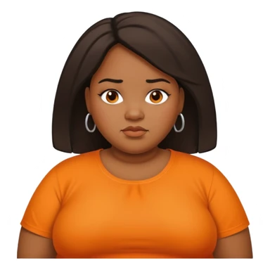 overweight black woman with organge blouse not smiling sticker