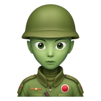 alien, wearing japan soldier custome, half body sticker