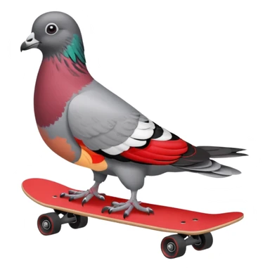 Create a pigeon on a red skateboard sticker