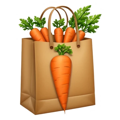paper shopping bag with carrot. Transparent background sticker