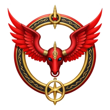 Holy Emblem with black wings and horn and red tetragrammaton in the middle sticker