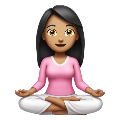 a girl in pink clothes with black hair with white skin sits in the lotus position sticker